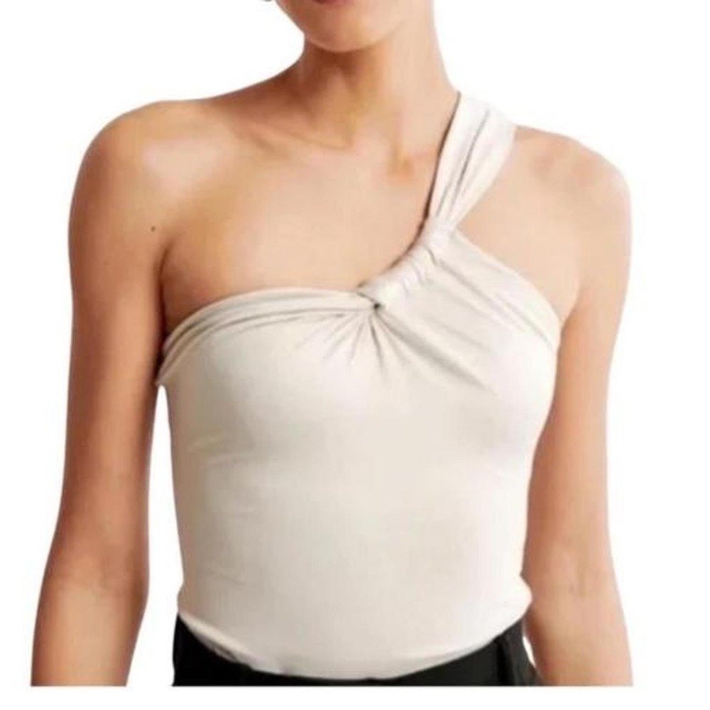 Abercrombie & Fitch Womens XS Beige Twisted Knot Halter Top Sleeveless Blouse